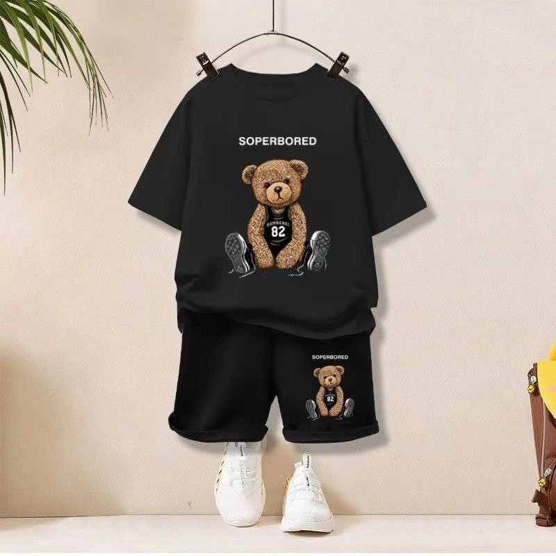 Conjunto de Roupinhas de Verão para Bebês Meninos, Camisetas e Shorts Estampados de Desenhos Animados para Crianças, Terno de 2 Peças, Roupas de Manga Curta para Crianças