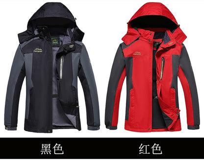 Outdoor Men's Red & Black Waterproof Windproof Breathable Jacket with Detachable Hood for Hiking Climbing Camping?