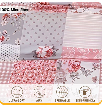 3pcs Splicing floral Pattern Duvet Cover Set, Soft Skin-Friendly Bedding Set Includes 1 Duvet Cover And 2 Pillowcases