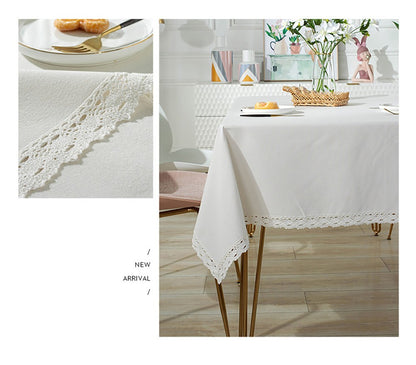 Classic White Lace Tablecloths Rectangle Dust-Proof Table Covers for Living Room Kitchen Dinner Picnic Tabletop Home Decorations