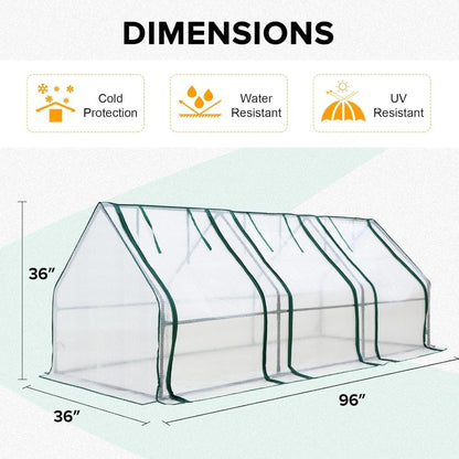 EAGLE PEAK Tunnel Greenhouse Garden Green House with Roll-Up Zipper Doors, Portable 96x36x36, Bubble Film Cover, White