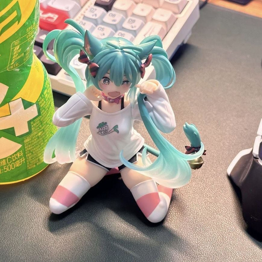 2026 ** 12cm Anime Hatsune Miku Action Figure with Cat Ear Long Sleeve Clothes PVC Model Toy for Children Gift Collectible