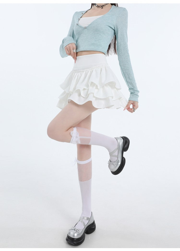 Seoulish Spring Summer Women's Cake Short Skirts 2025 New High Waist Vintage Black Korean Pleated Ball Gown Skirts Female