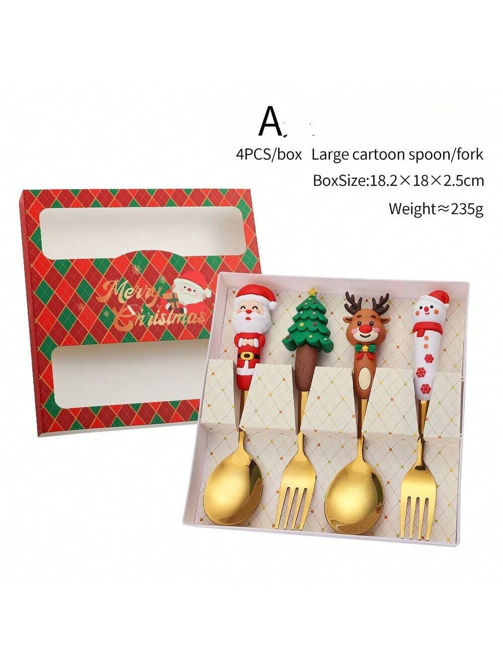 Christmas Spoon And Fork Sets Stainless Steel Tableware Coffee Tea Dessert Spoon And Fork Xmas Gifts For Guest New Year Gifts
