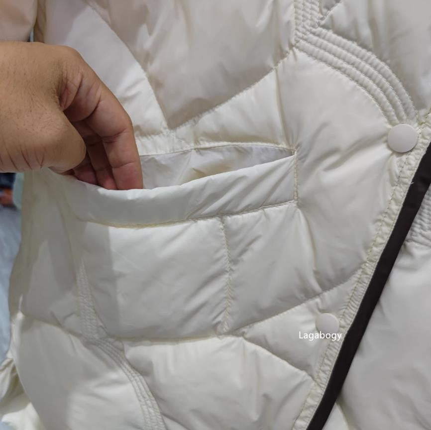Lagabogy 2025 Mid-Long Puffer Jacket Winter Women Simple White Duck Down Coat Stand Collar Parka Female Single Breasted Outwear
