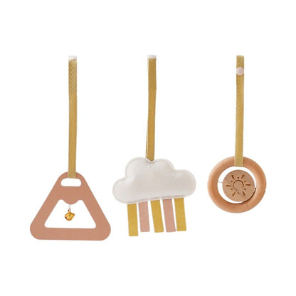 Móbile de Berço de Madeira, Chocalho e Mordedor, Brinquedos Sensoriais para Bebês, Brinquedos de Atividades para Carrinhos, Presentes para Ginásios de Bebês Recém-Nascidos