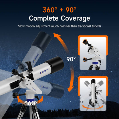 Telescópio Refrator de Astronomia Svbony SV520 90mm para Adultos e Iniciantes Profissionais Observação da Lua Fotografia