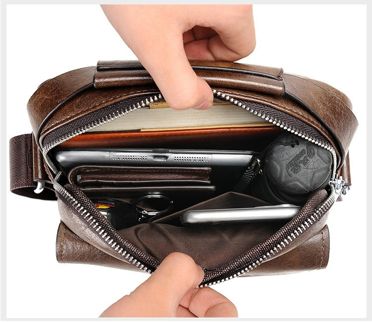 Kangaroo Luxury Brand Men Sling Bag Leather Side Shoulder Bag For Men Husband Gift Business Messenger Crossbody Bag Male Handbag