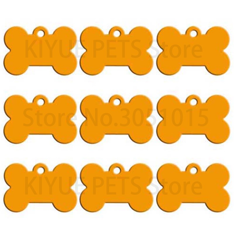 Wholesale 100Pcs Bone Dog ID Tag Engraving Pet Dog ID Tags Collars Bone Name Number Tags Customized Anodizing aluminum Puppy Tag