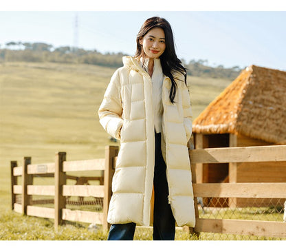 Semir Down Jacket Women Long Length Three-Proof Versatile 2024 Updated Winter New Loose Hooded Coat Simple Down Jacket