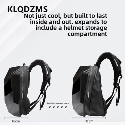 KLQDZMS Men's Backpack PC Laptop Shoulder Bag LED Light-emitting Cycling Schoolbag Expandable Waterproof Motorcycle Helmet Bag