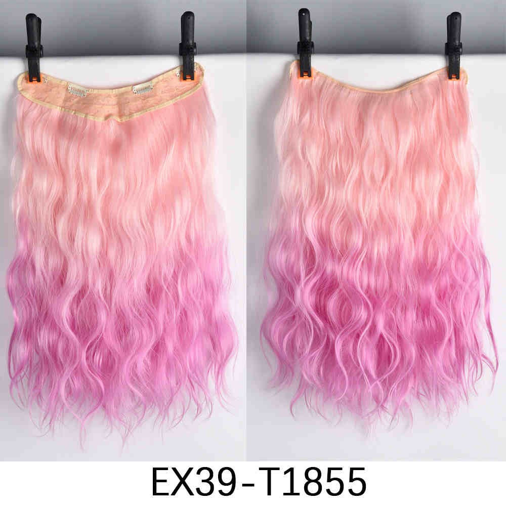 Extensões de Cabelo Sintético em V de uma Peça com 4 Clips Cabelo Liso Longo Peruca Cor 50CM Cabelo Falso Natural