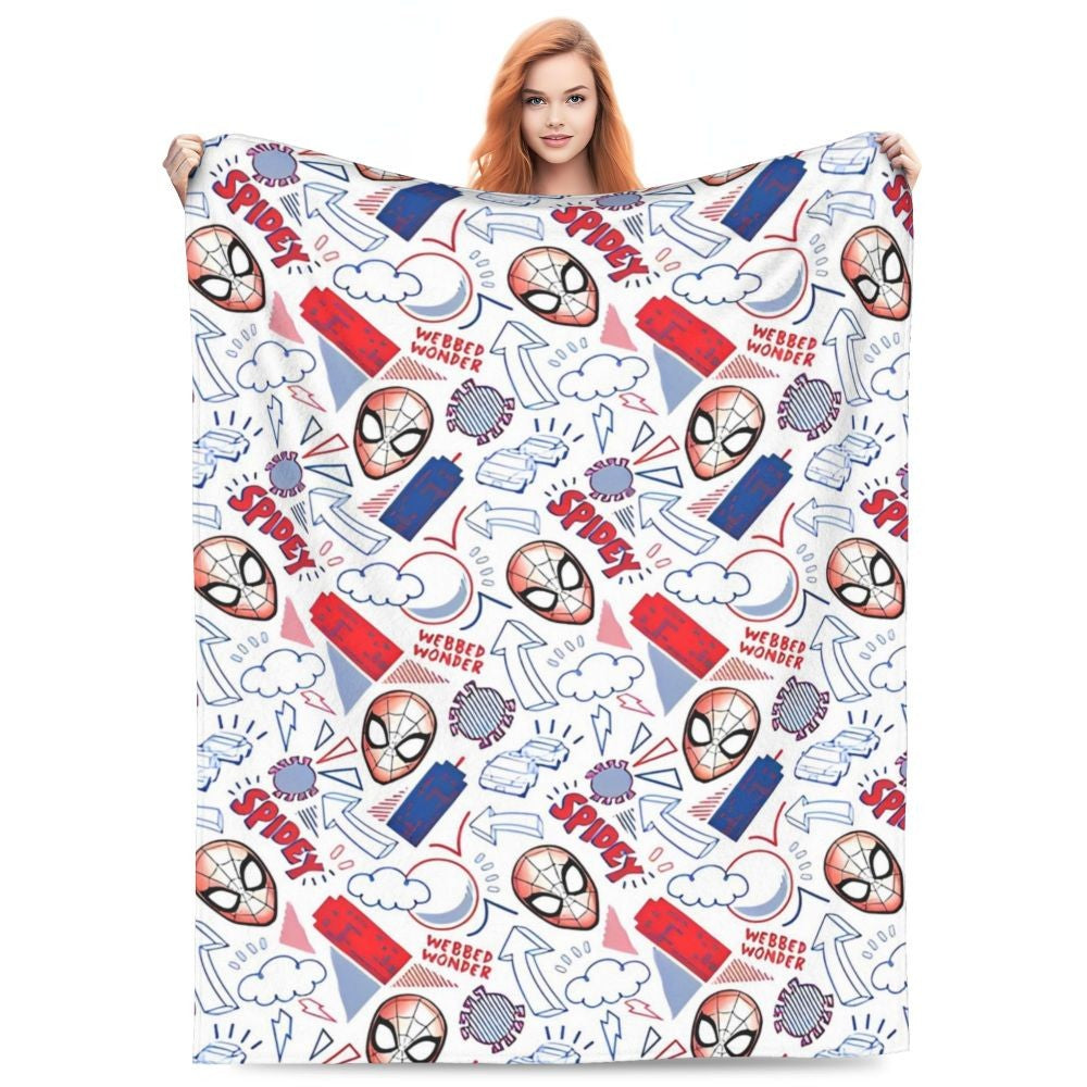 Cobertor de flanela engraçado e quente de desenho animado anime do Homem-Aranha, lindo e legal, para decoração de cama e lounge
