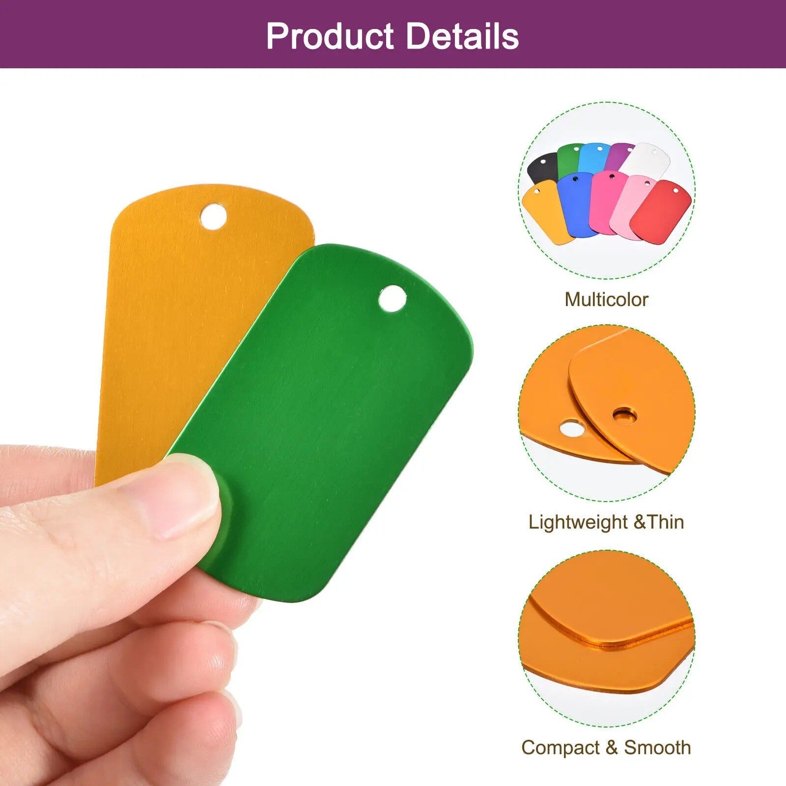 Wholesale 100Pcs Stamping Blanks Aluminum Tags Nameplate Engraving Keychain Crafts Military Tag Dog ID Tags Personalized Signs