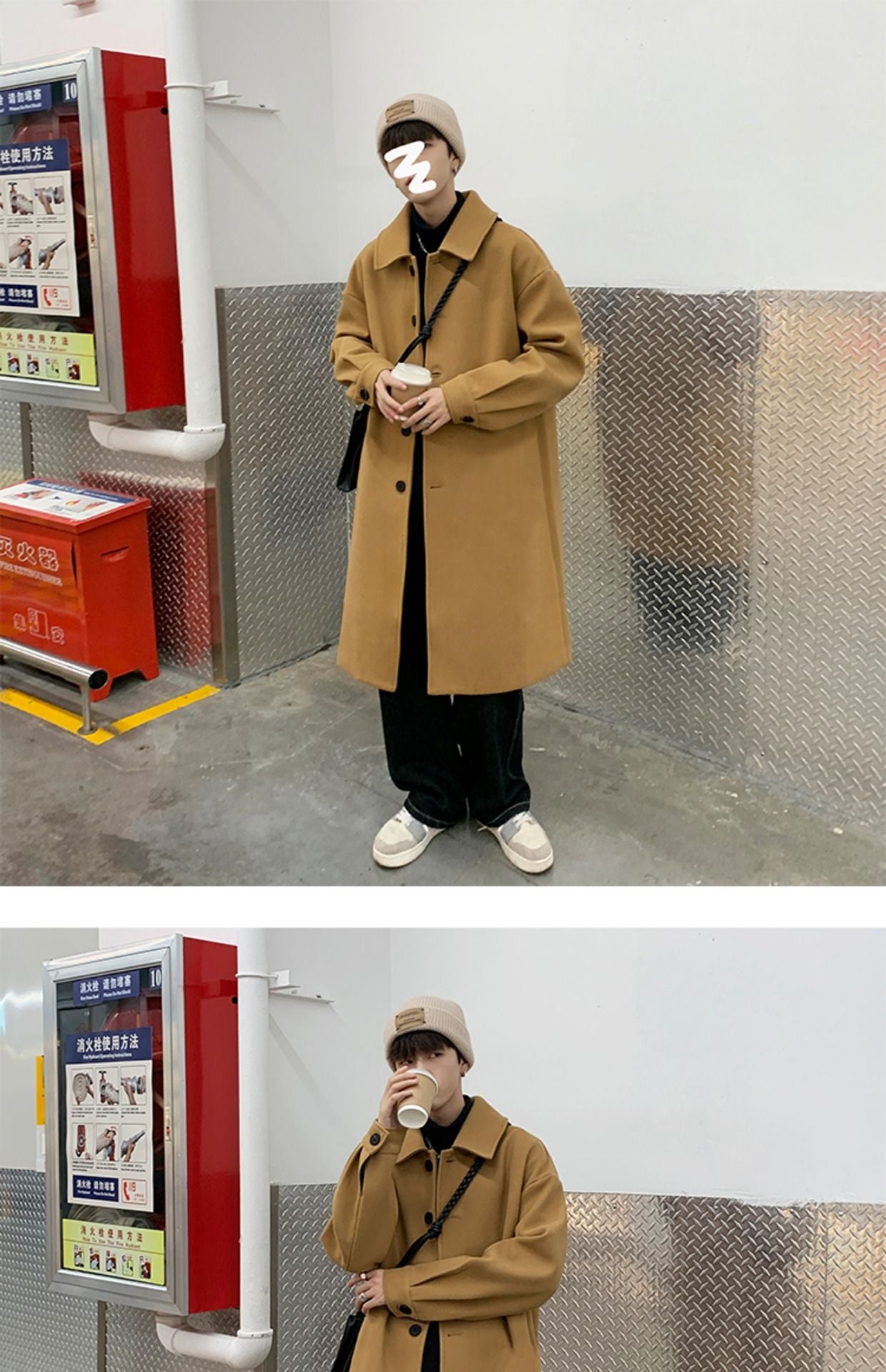 Blends Men X-long Autumn Winter Korean Style Trendy Loose Overcoats Solid Handsome All-match College Harajuku Clothing Mid-calf