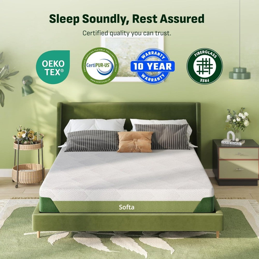 Softa Queen All-in-One Adjustable Bed Frame with 12" Gel Memory Foam Hybrid Mattress, Electric Bed with Upholstered Headboard &
