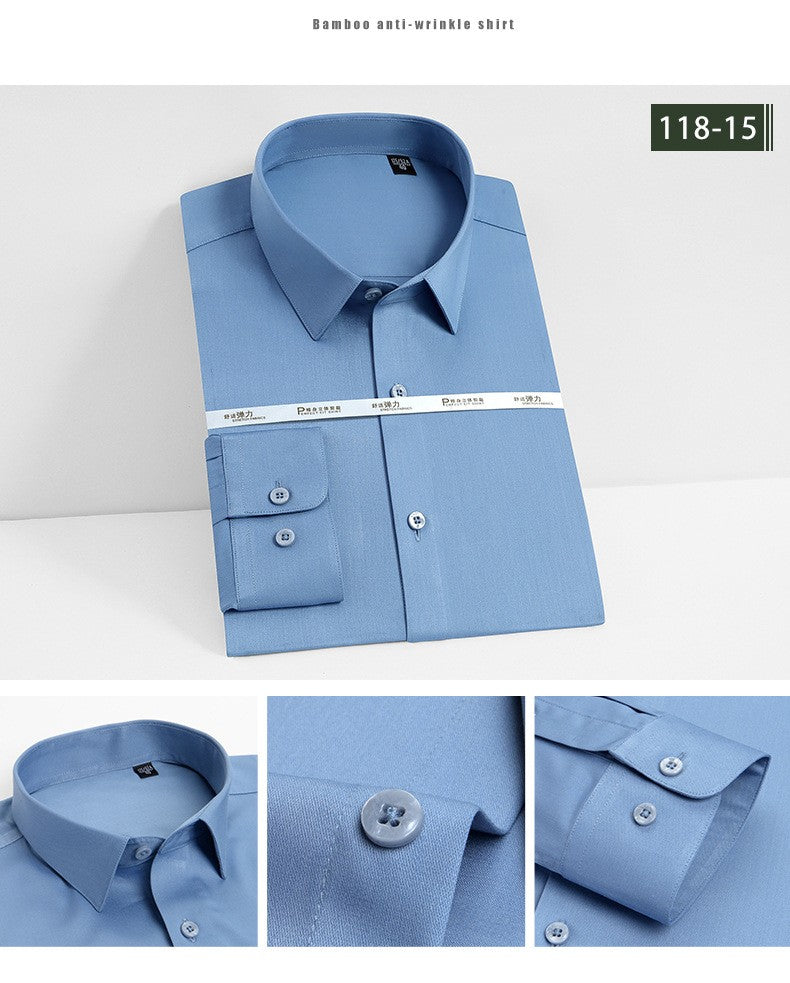 Men's white shirt long sleeved wedding business non ironing formal wear professional workwear casual wrinkle resistant shirt