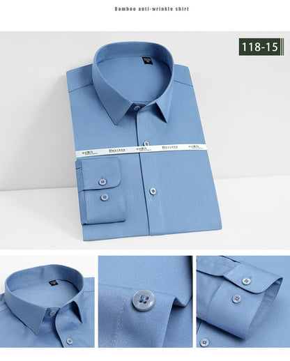 Men's white shirt long sleeved wedding business non ironing formal wear professional workwear casual wrinkle resistant shirt