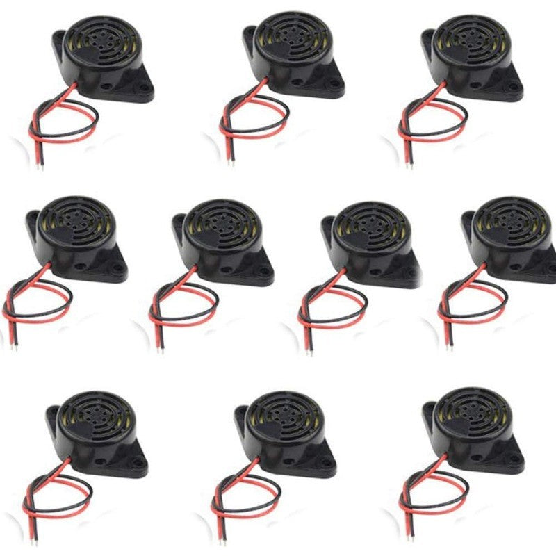10 PEÇAS SFM-27 DC 3-24V 12V 90dB Buzina Eletrônica Ativa Piezo de Alto Decibel Alarme Sonoro Contínuo (Preto)