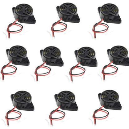 10 PEÇAS SFM-27 DC 3-24V 12V 90dB Buzina Eletrônica Ativa Piezo de Alto Decibel Alarme Sonoro Contínuo (Preto)
