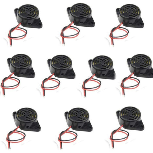 10PCS SFM-27 DC 3-24V 12V 90dB Active Piezo High-decibel Electronic Buzzer Beep Tone Alarm Ringer Continous Sound (Black)