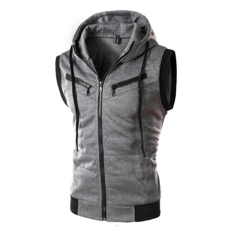 2023 New Fashion Zipper Cardigan Sweater Mens Sleeveless Hooded Vest Jacket Plus Size S-4XL Streetwear Vest Hoodies