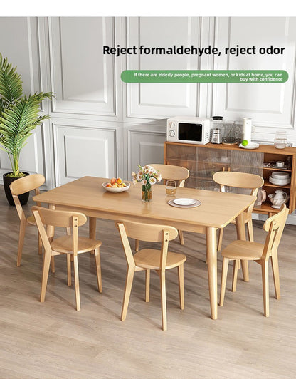 Nordic Solid Wood Dining Table And Chairs 4 Piece Set Modern Minimalist Rectangular Compact Space Saving Kitchen Dining Room