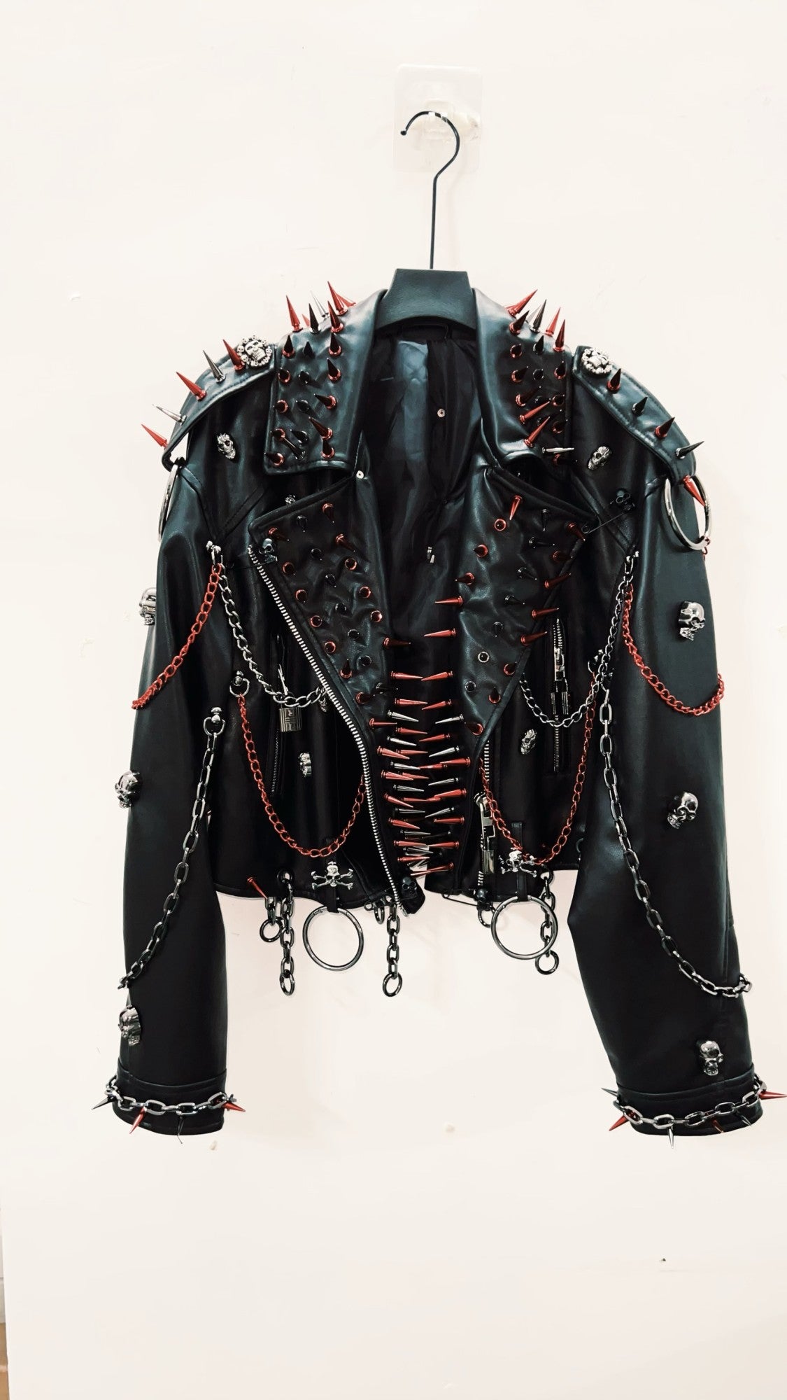 vintage Leather jacket Gothic Leather jacket Punk Leather jacketoversizeLeather jacket Rivet Leather jacket skull Leather jacket