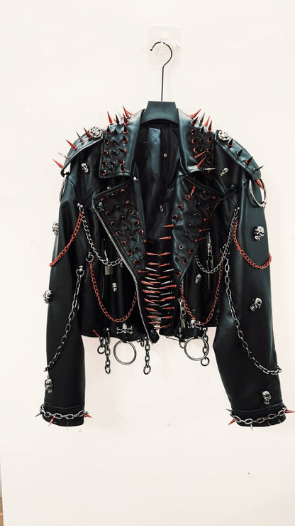 vintage Leather jacket Gothic Leather jacket Punk Leather jacketoversizeLeather jacket Rivet Leather jacket skull Leather jacket