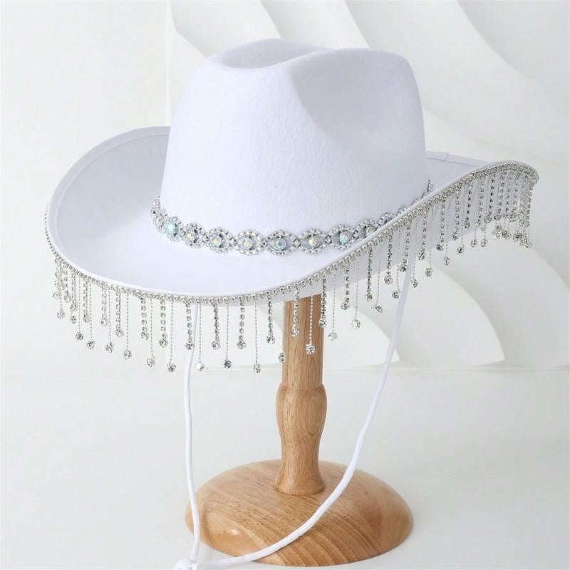 31BB Adjustable Denims Hat Delicate Rhinestones Hat Various Colorful Hat Beautiful for Unisex Casual Wear