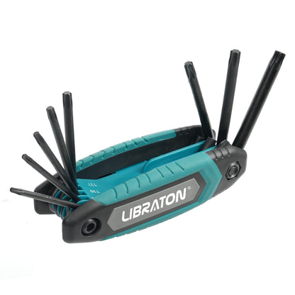 Chave Canivete Dobrável Libraton 8 em 1 Torx Hexagonal Allen Portátil Kit de Chaves Estrela Tamanhos T-9 a T-40 para Manutenção de Bicicletas