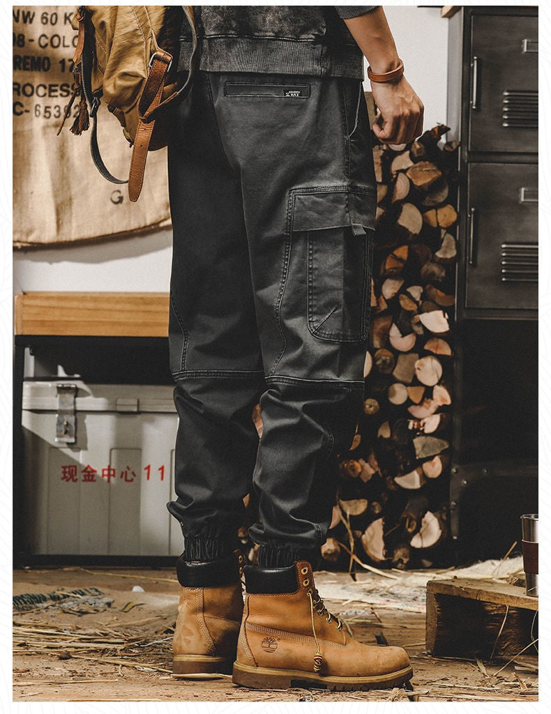 Calça Cargo Masculina ARENS Techwear Preta Calça Cargo Masculina Vintage Japonesa Streetwear Hip Hop Bolsos Estilo Safari Casual Solta