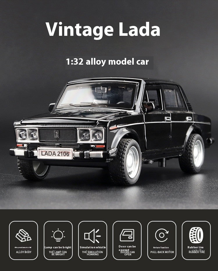 1:32 LADA 2106 Liga Clássica Modelo de Carro de Brinquedo de Metal Fundido Som e Luz Puxar para Trás Brinquedo Infantil Miniatura Modelo de Veículo Presente para Crianças