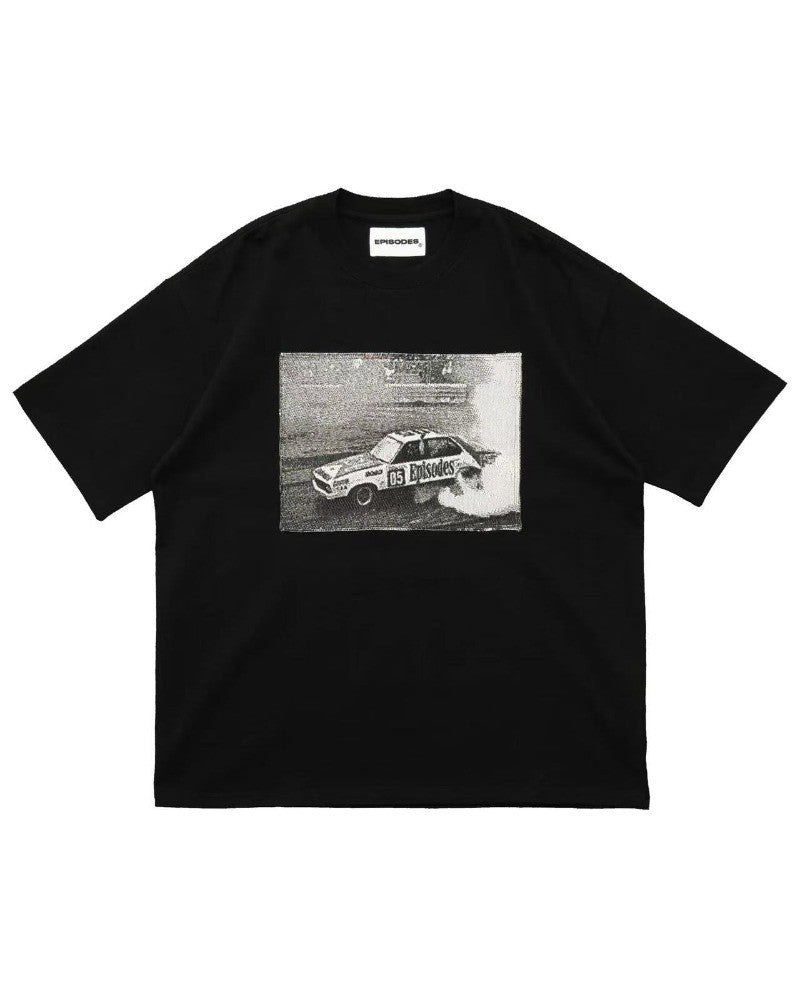 Trendy Y2K car pattern print simple casual men T-shirt retro European American Gothic high street punk Harajuku short sleeve