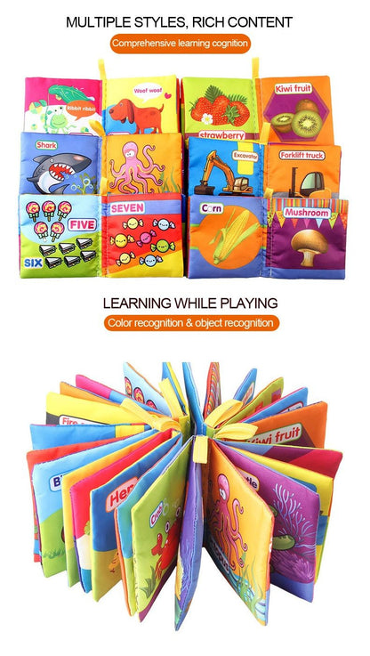 Livro de Pano Macio para Bebês 0-36M Brinquedo de Aprendizagem Precoce Interativo para Pais e Filhos Brinquedo Educativo Montessori de Marionete Presente para Meninos e Meninas