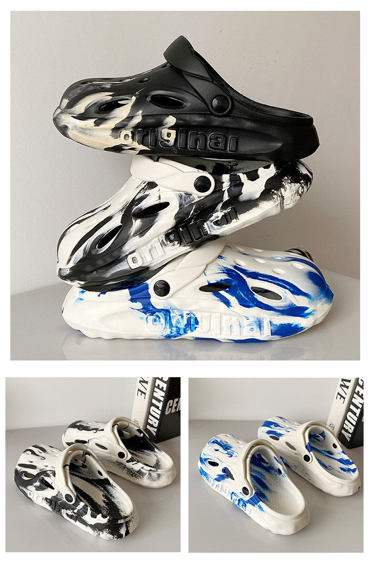 Shevalues Fashion Men Clogs Slippers Casual Hole Beach Sandals Outdoor Men Garden Shoes Summer Soft Sandals Home Bathroom Slides