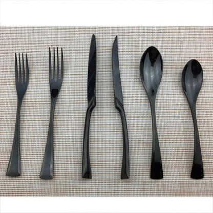 JANKNG Conjunto de Talheres Preto 1 Peça Aço Inoxidável 18/10 Ocidental Talheres de Mesa Garfo Faca de Bife Manteiga Jantar