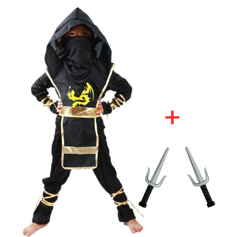 Ninja Samurai Costume Set for Child Halloween Cosplay with Sword Accessories Japanese Warrior Outfit New Year Performance Party