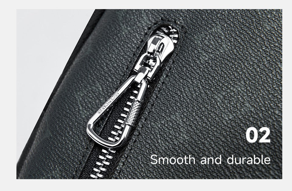 Septwolves Business Thin Printed Leather Crossbody Sling Bag Man Fashion Casual Travel Monogram Print Fabric iPad Shoulder Bag