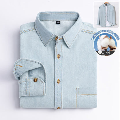 Brand Elastic Cotton Denim Shirt Men Long Sleeve Quality Cowboy Shirts for Men Casual Slim Fit Mens Designer Clothing
