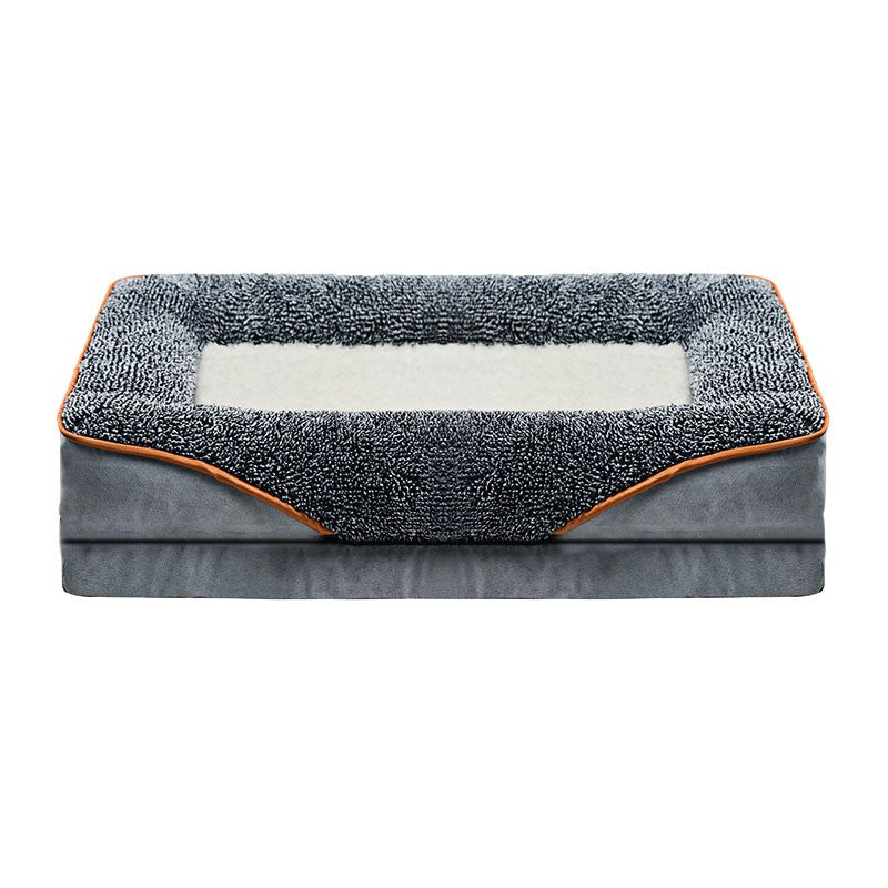 Uma cama de cachorro gigante removível lavável para todas as estações, sofá cama para pet, sofá cama para gato confortável e macio com bordas elevadas,