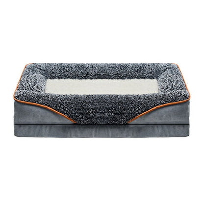 Uma cama de cachorro gigante removível lavável para todas as estações, sofá cama para pet, sofá cama para gato confortável e macio com bordas elevadas,