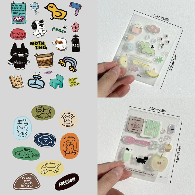Korean INS-style Jelly Stickers Cute 3D Relief Decal Decorative Kawaii Stickers Mobile Phone Case DIY PC Waterproof Decals