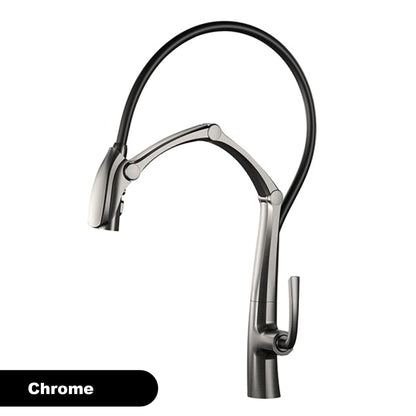 Luxury Gunmetal Brass Kitchen Faucet with LED Display,Sensor&Pull-Out 3-Function Spray,Touchless High Pressure Water-Saving Tap