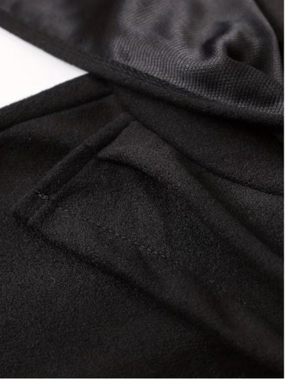 New Halloween Costume Cloak, Fleece Hooded Halloween Cape, Retro Asymmetrical Design Role Play Coat, Party Outfit, Autumn & Winter Clothing Accessory, Cosplay Costume