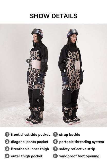 VECTOR Thick Men Women Ski Pants Straight Overalls Jumpsuit Skiing Bib Waterproof Winter Warm Windproof Outdoor Sports Snowboard