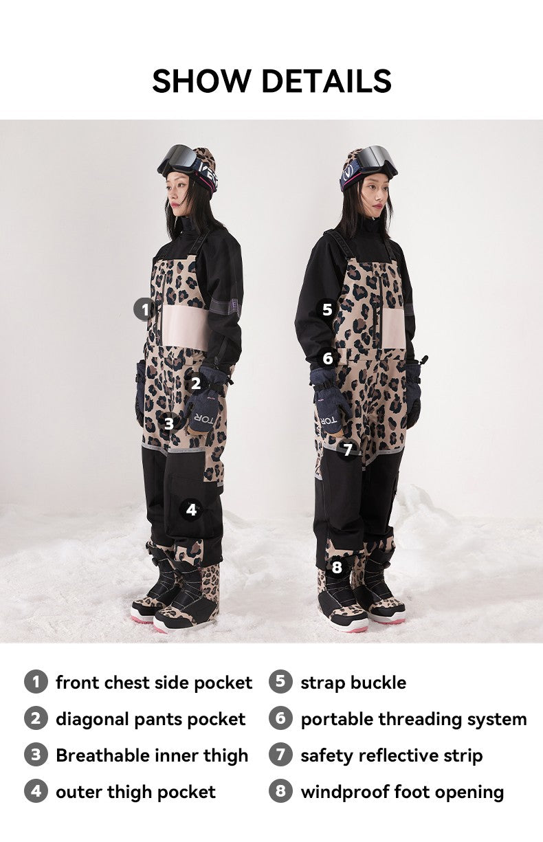 VECTOR Thick Men Women Ski Pants Straight Overalls Jumpsuit Skiing Bib Waterproof Winter Warm Windproof Outdoor Sports Snowboard