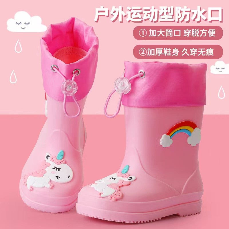 Summer children buckle rain shoes girls fashion beautiful water shoes thick soles non-slip rain boots