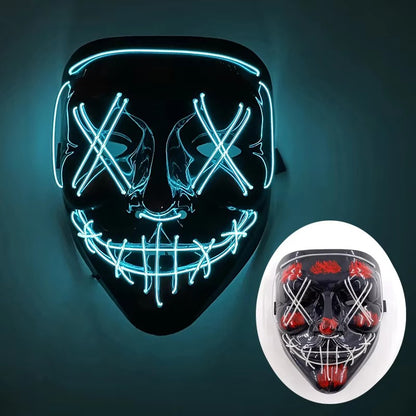 Wireless LED Purge Mask Halloween Horror Party Carnival Cosplay Costume Props Halloween Purge Masks 10 Colors LED Mask Men Women
