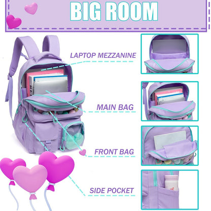 Mochila Meetbelify para Meninas Mochila Estética para Estudantes do Ensino Fundamental Adolescentes Meninas